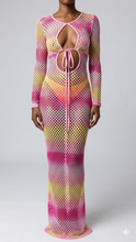 Load image into Gallery viewer, Pink Multi Mesh Maxi Cover Up