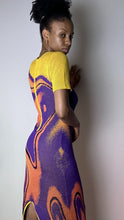 Load image into Gallery viewer, Lava Wave Purple Multicolor Knit Midi Dress