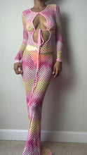 Load image into Gallery viewer, Pink Multi Mesh Maxi Cover Up