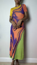 Load image into Gallery viewer, Lava Wave Purple Multicolor Knit Midi Dress