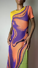 Load image into Gallery viewer, Lava Wave Purple Multicolor Knit Midi Dress