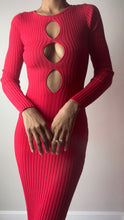 Load image into Gallery viewer, Red Bow Knit Cutout Maxi Dress