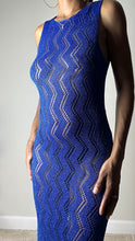 Load image into Gallery viewer, Ocean Blue Metallic Knit Maxi Dress