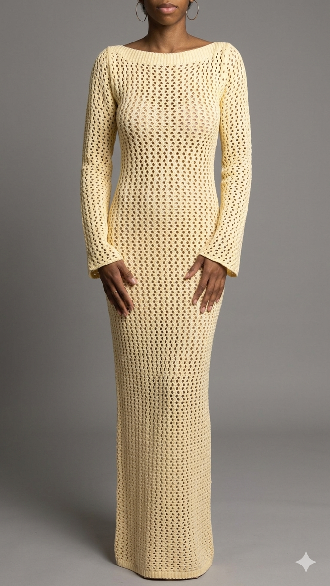open back crochet maxi dress Crochet Pattern Long Dress With Open Back