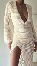 Load image into Gallery viewer, Fly Me Out Cream Crochet Maxi Dress