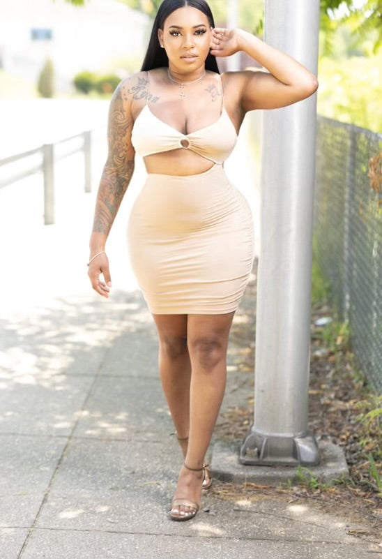 Two Nude Cutout Mini Dress
