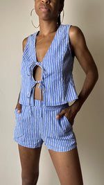 Load image into Gallery viewer, Americana Striped Denim Short Set
