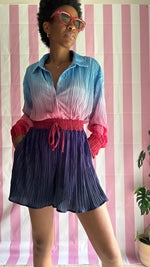 Load image into Gallery viewer, Cotton Candy Multicolor Ombre Plisse Short Set
