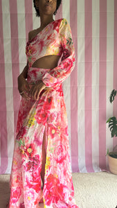 Garden Party One Shoulder Floral Print Maxi Dress