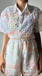 Load image into Gallery viewer, In the Mix Eyelet Tropical Print Short Set
