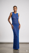Load image into Gallery viewer, Ocean Blue Metallic Knit Maxi Dress
