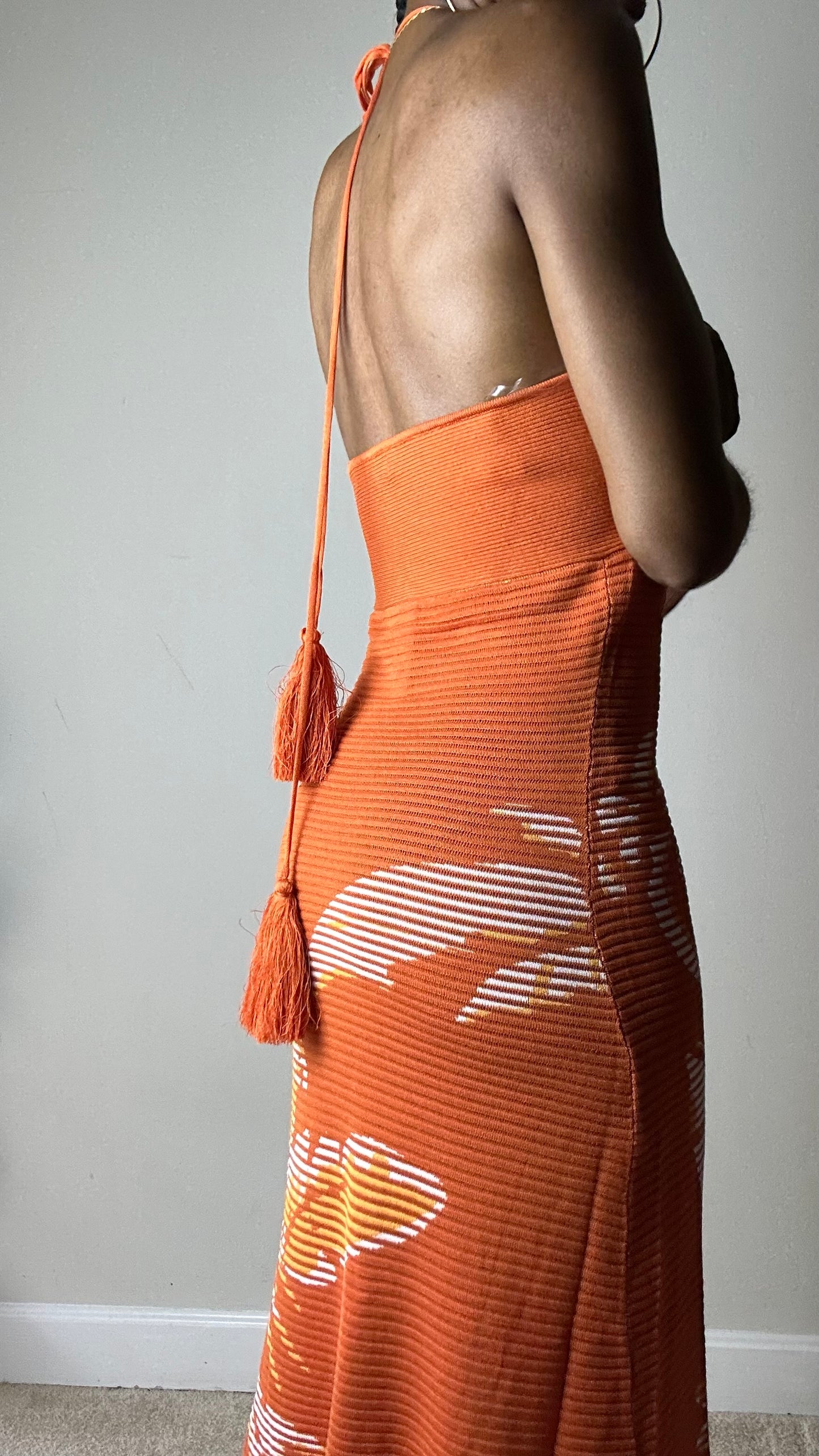 Island Vibe Orange Knit Midi Dress