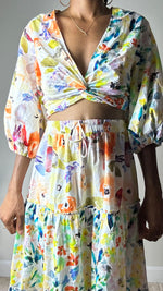 Load image into Gallery viewer, The Riviera Multicolor Floral Print Skirt Set
