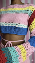 Load image into Gallery viewer, Live In Color Striped Cropped Crochet Sweater
