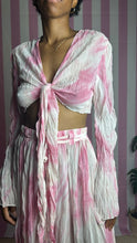 Load image into Gallery viewer, Pink Crinkled Tie Dye Flared Pant Set
