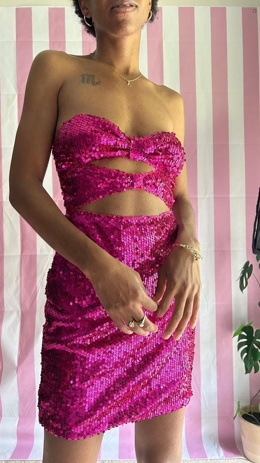 Pretty At The Disco Pink Sequin Mini Dress