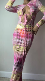 Load image into Gallery viewer, Pink Multi Mesh Maxi Cover Up
