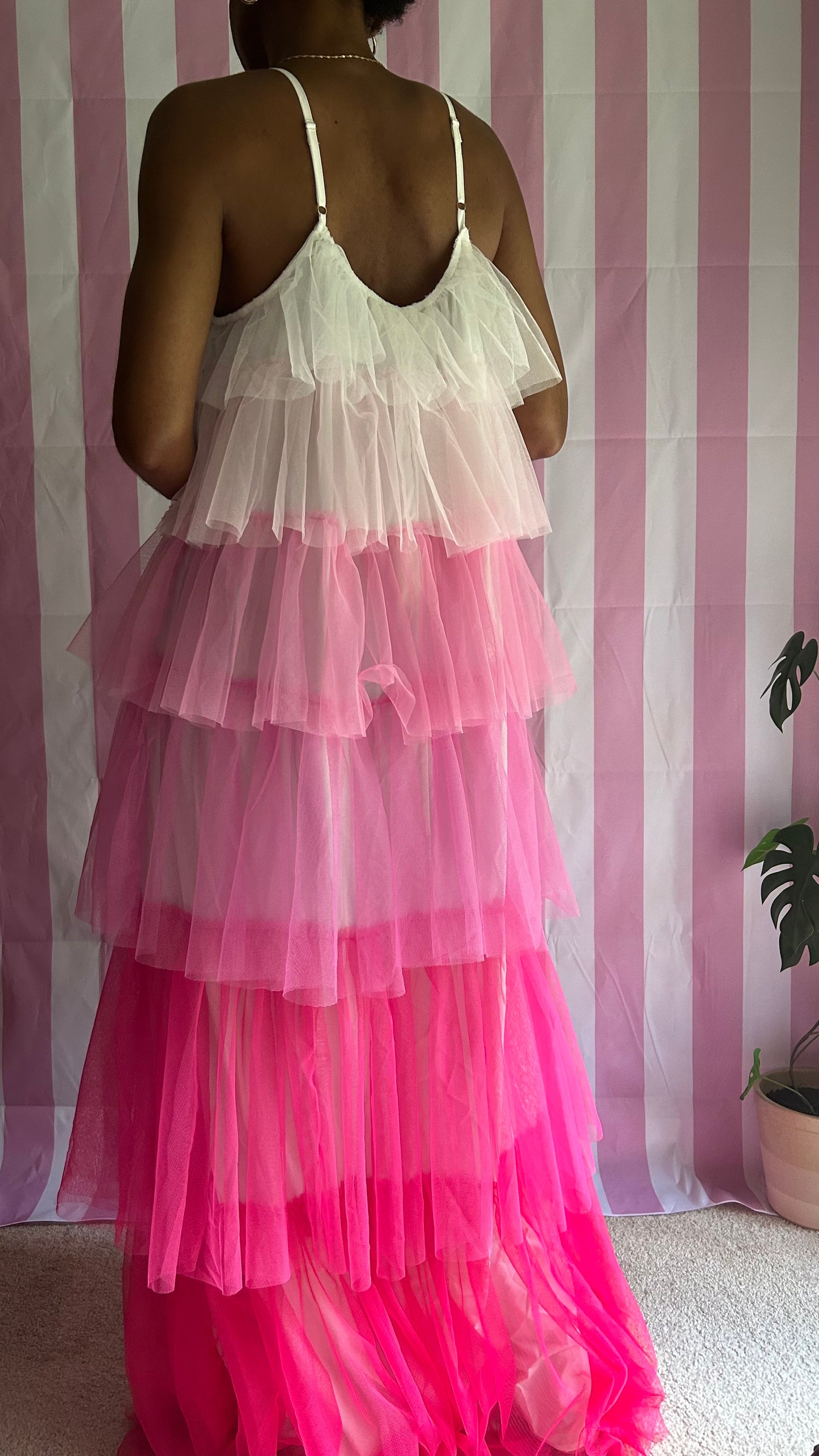 Pink Tiered Ruffle Maxi Dress