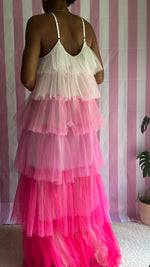 Load image into Gallery viewer, Pink Tiered Ruffle Tulle Maxi Dress
