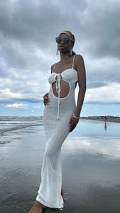 Bad Beach White Knit Cutout Coverup Maxi Dress TxC Clothing Bad Beach White Knit Cutout Coverup Maxi Dress TxC Clothing