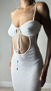 Bad Beach White Knit Cutout Coverup Maxi Dress