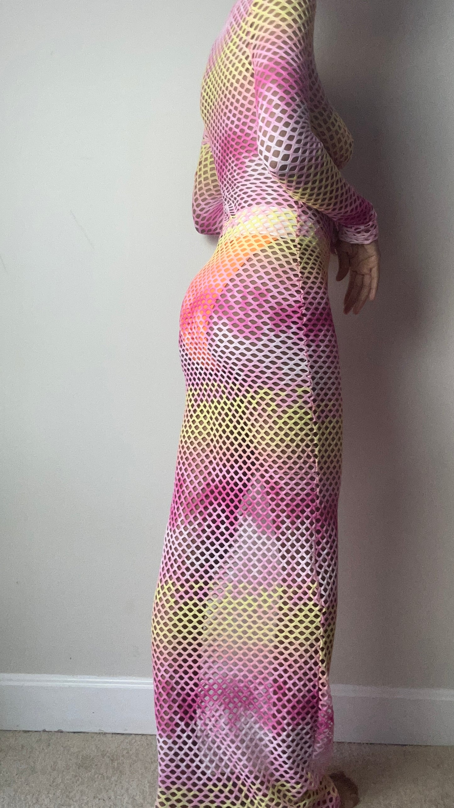 Pink Multi Mesh Maxi Cover Up