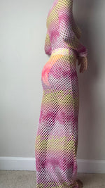 Load image into Gallery viewer, Pink Multi Mesh Maxi Cover Up

