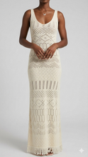 Load image into Gallery viewer, Tulum Crochet Knit Tassel Hem Maxi Dress
