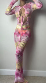 Load image into Gallery viewer, Pink Multi Mesh Maxi Cover Up
