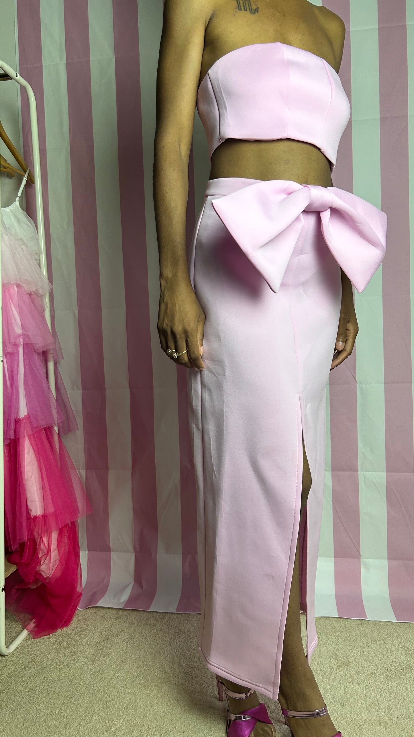 Take a Bow Pink Skirt Set