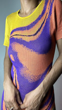 Load image into Gallery viewer, Lava Wave Purple Multicolor Knit Midi Dress
