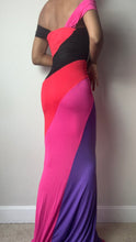Load image into Gallery viewer, Candy Girl Pink Color Block Off Shoulder Maxi Dress
