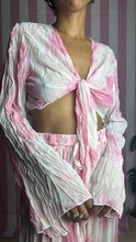 Load image into Gallery viewer, Pink Crinkled Tie Dye Flared Pant Set
