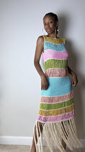 Load image into Gallery viewer, Lost In Paradise Rainbow Fringe Crochet Knit Midi Dress
