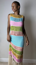 Load image into Gallery viewer, Lost In Paradise Rainbow Fringe Crochet Knit Midi Dress
