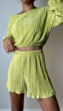 Load image into Gallery viewer, Lime Green Plisse Short Set
