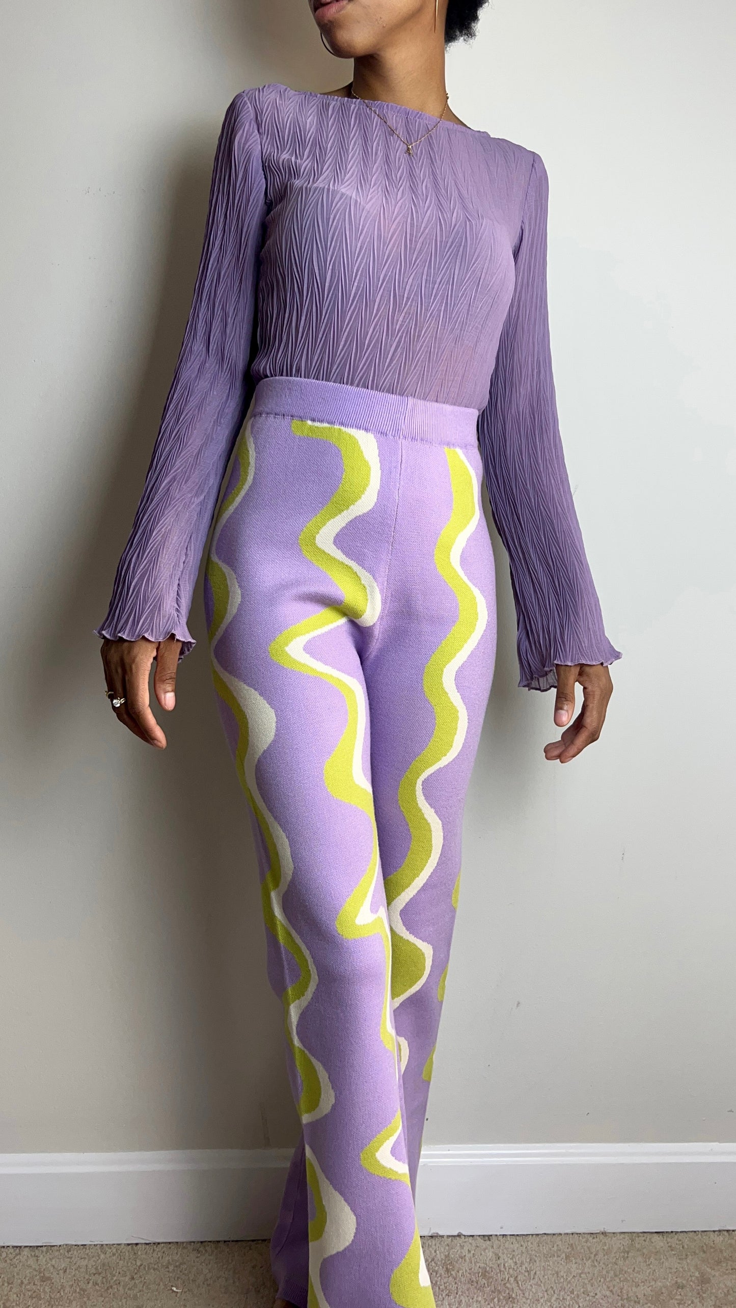 Lavender Swirl Knit Sweater Pants