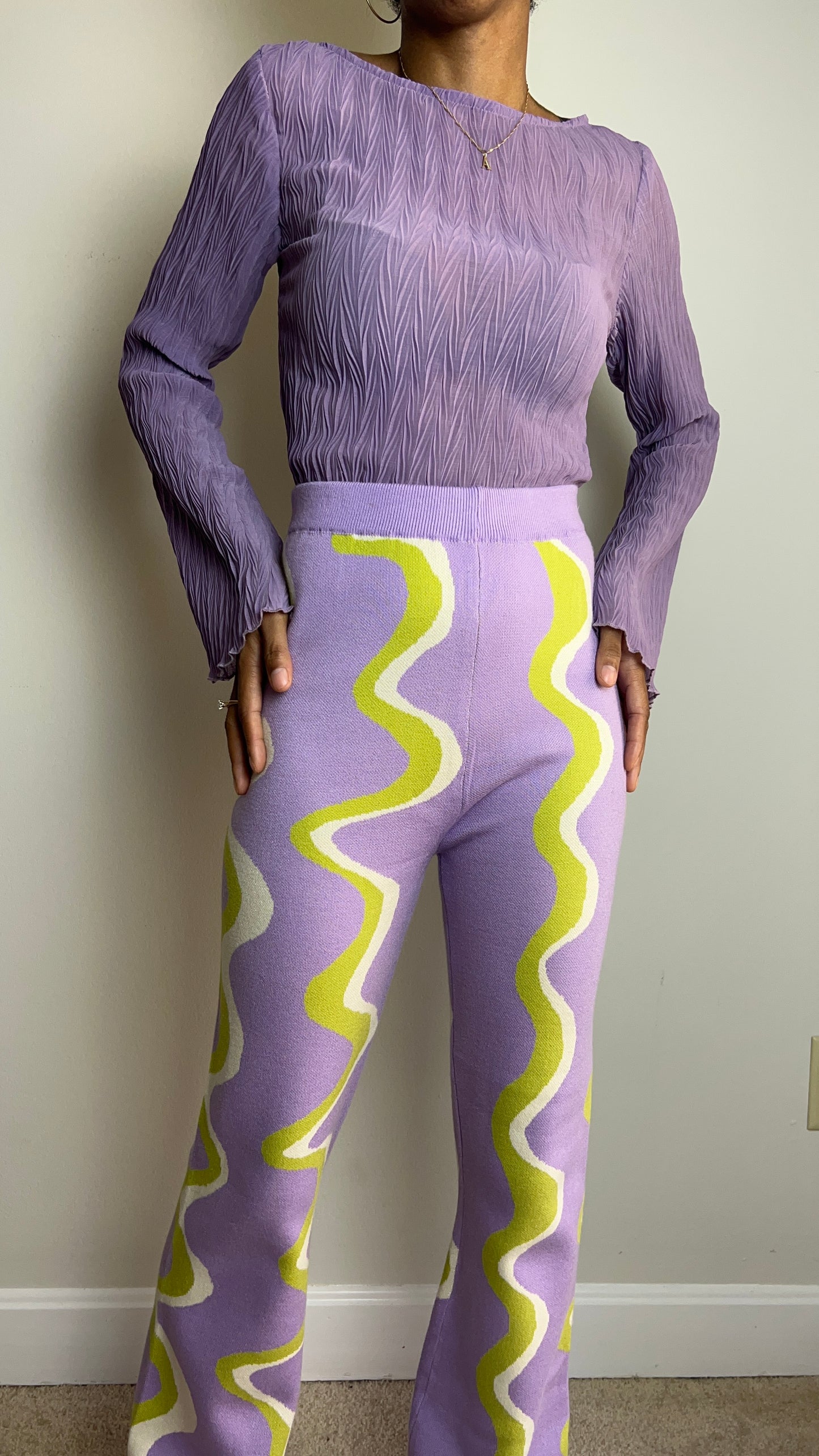 Lavender Swirl Knit Sweater Pants