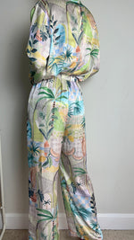 Load image into Gallery viewer, Palm Springs Tropical Print Satin Pant Set

