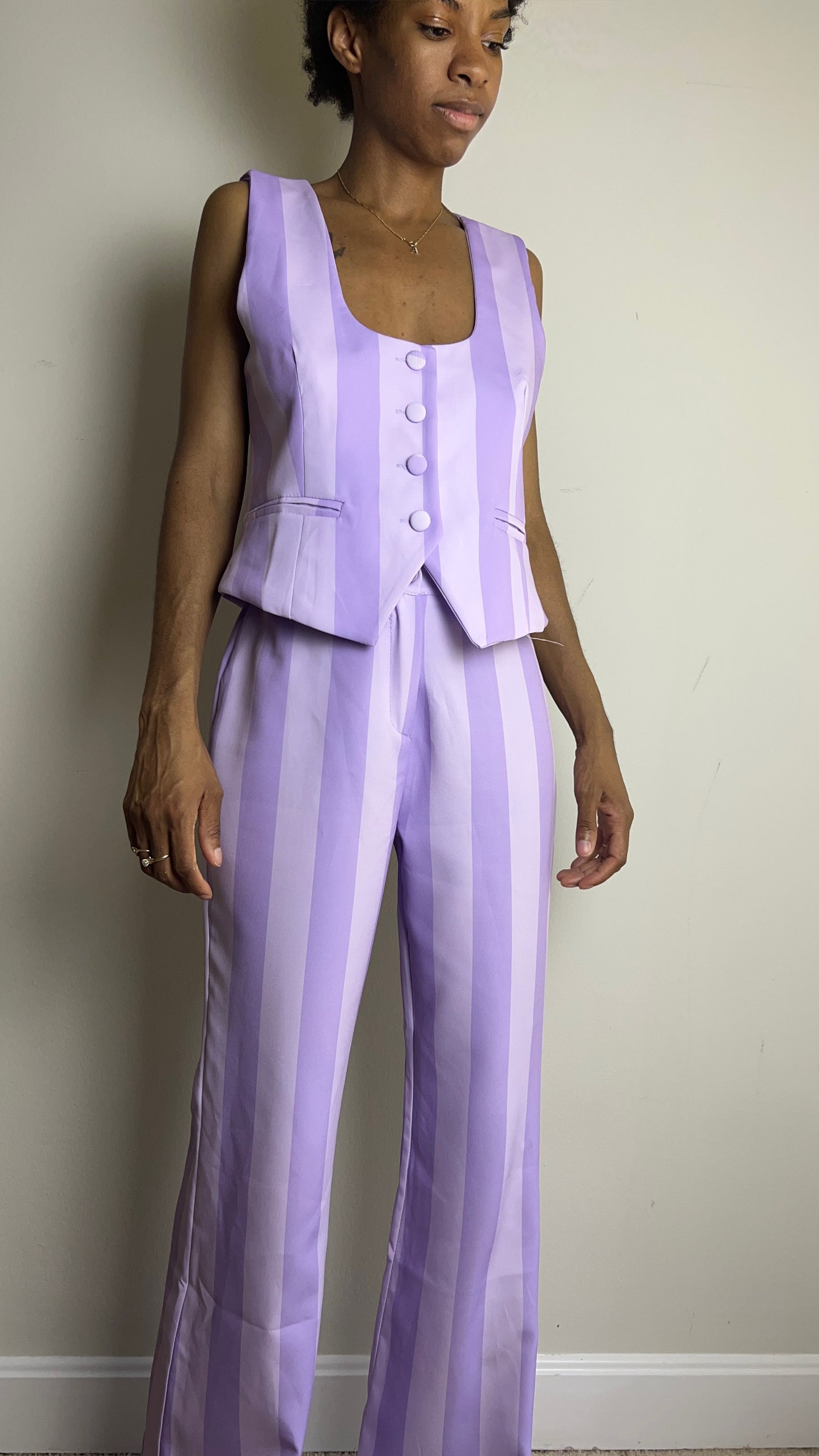 Lavender Haze Striped Vest