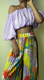 Load image into Gallery viewer, Lavender Off the Shoulder Crop Top

