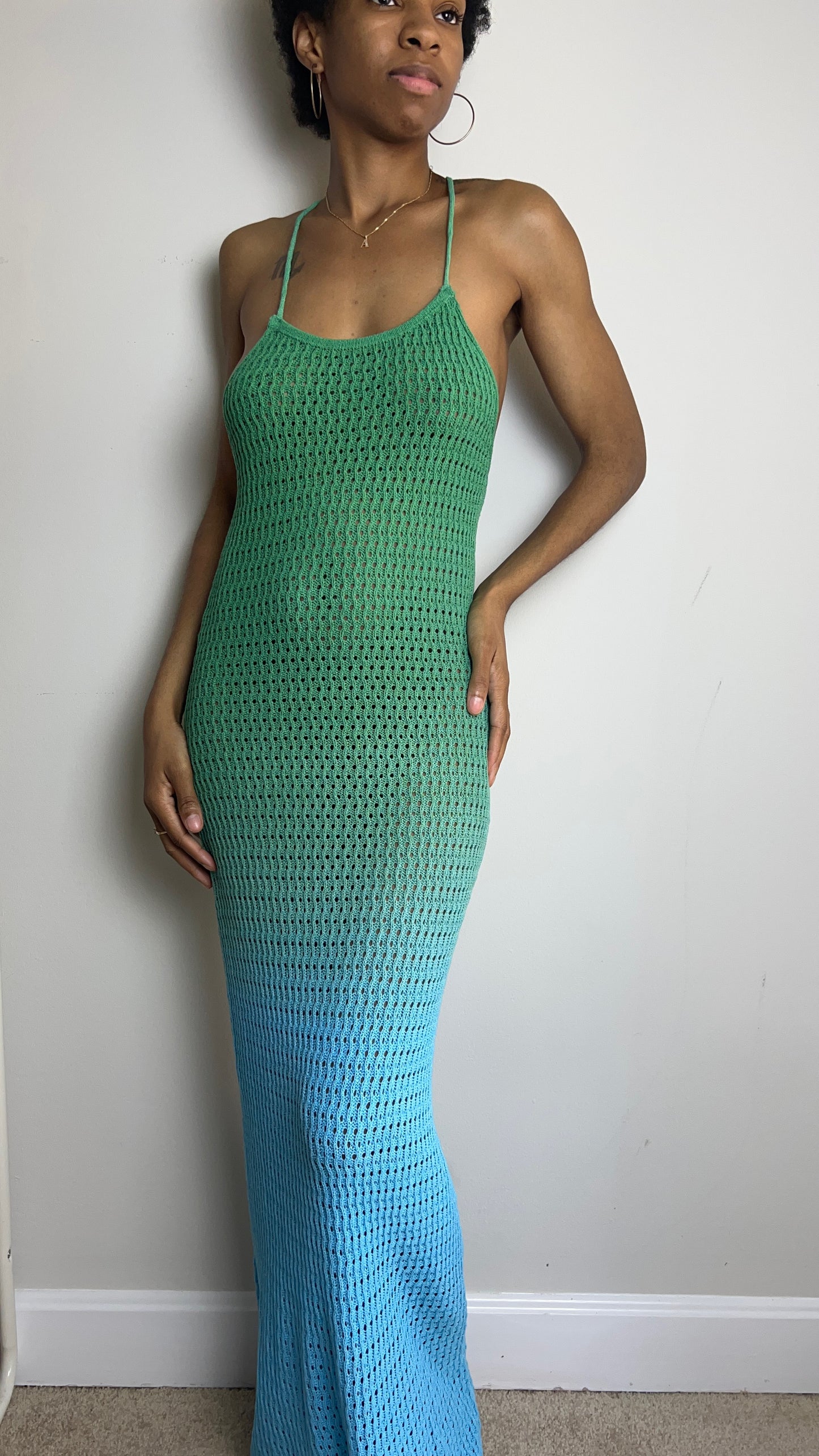 Ariel Ombre Crochet Mermaid Maxi Dress