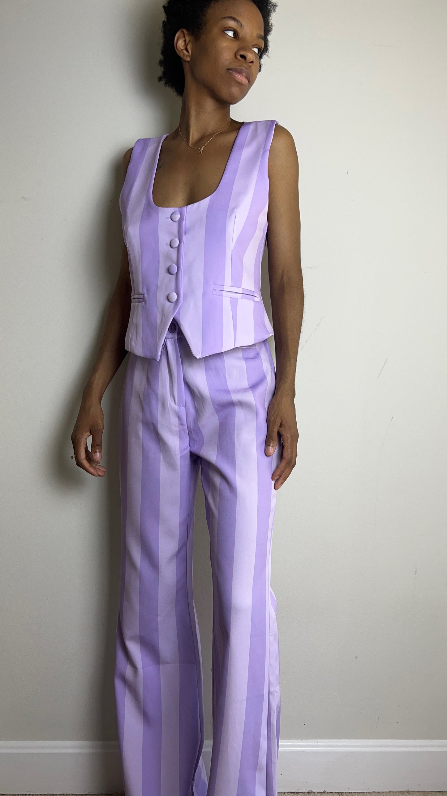 Lavender Haze Striped Vest