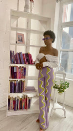 Load image into Gallery viewer, Lavender Swirl Knit Sweater Pants
