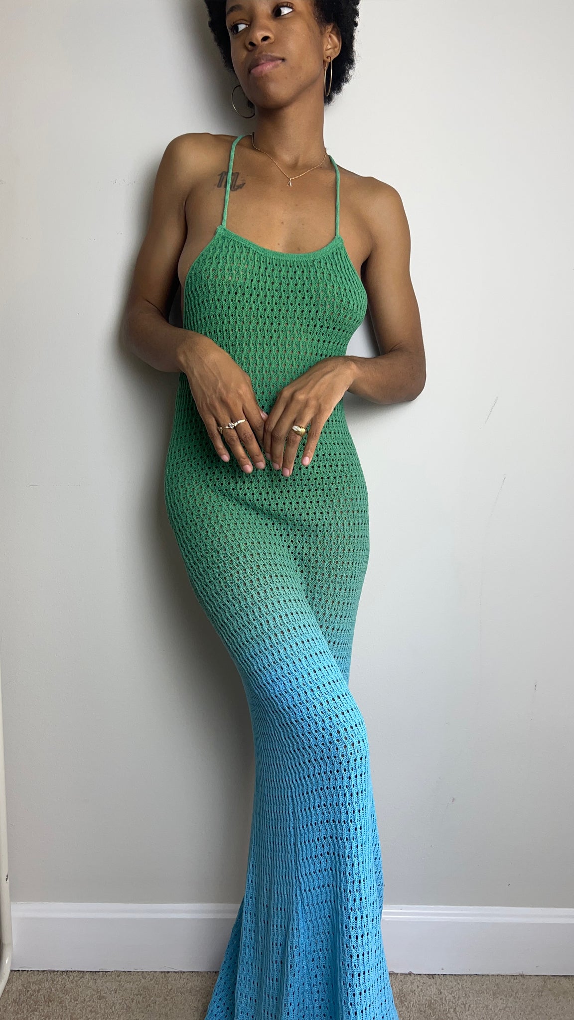 Ariel Ombre Crochet Mermaid Maxi Dress TxC Clothing Ariel Ombre Crochet Mermaid Maxi Dress TxC Clothing