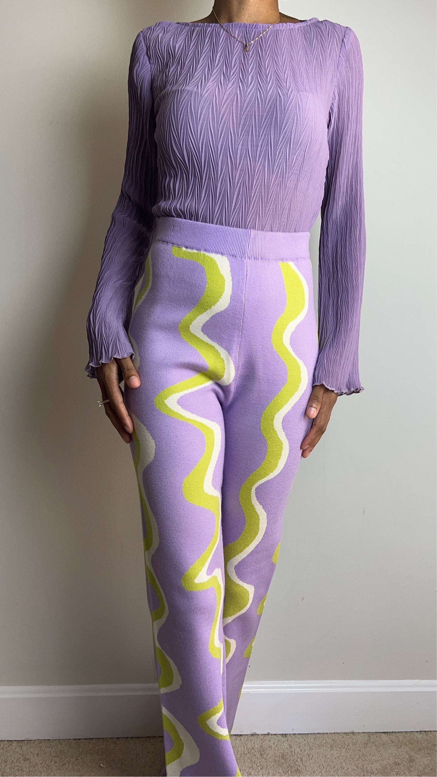 Lavender Swirl Knit Sweater Pants