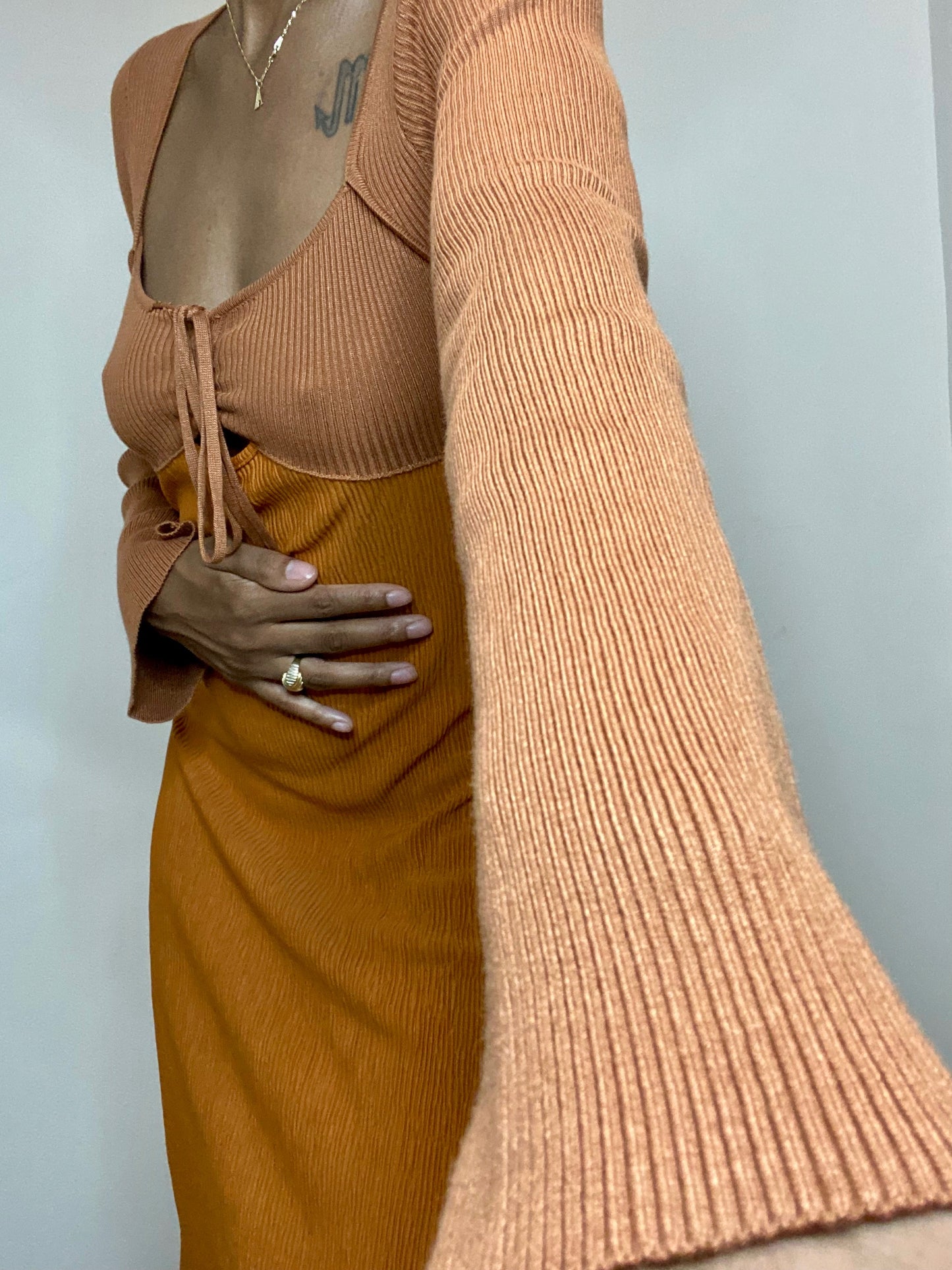 Two Tone Rust Maxi Dress