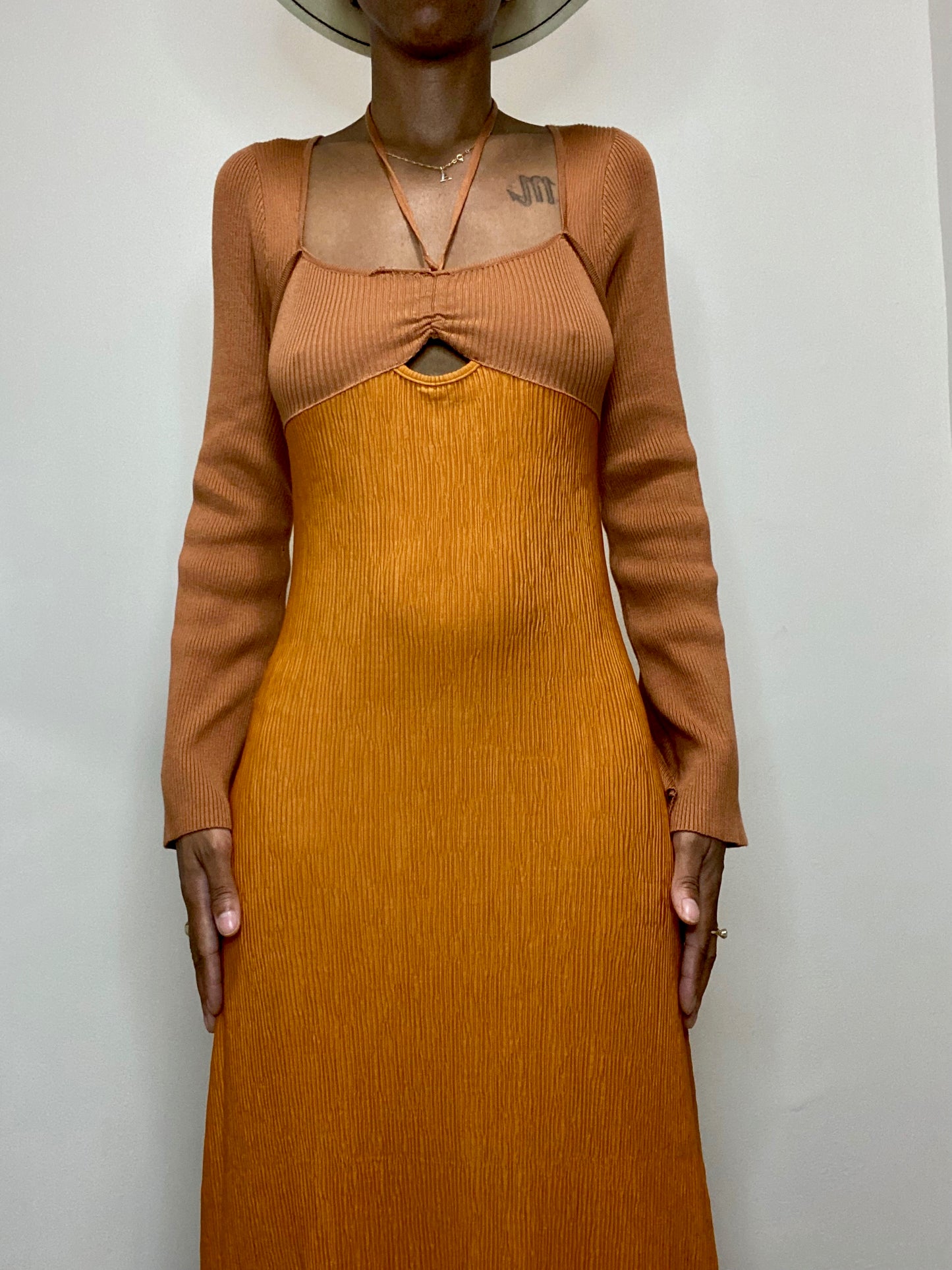 Two Tone Rust Maxi Dress