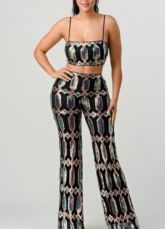 Only For The Night Sequin Pant Set