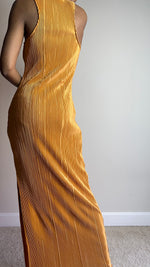 Load image into Gallery viewer, Sun Kissed Orange Twist Plisse Maxi Dress
